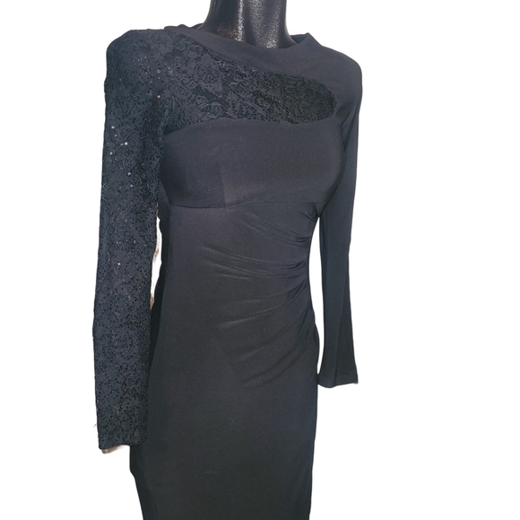 Jessica Black Long Sleeve Whimsgoth Dress with Lace Detailed Cutout Size 4 - Picture 4 of 6